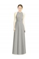 Vendeurs de Argent Trapèze Licou Mousseline Longue Robes demoiselle d'honneur