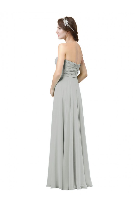 Vendeurs de Argent Trapèze Mousseline Longue Robes demoiselle d'honneur