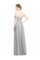 Vendeurs de Argent Trapèze Épaule Dénudée Bretelles spaghetti Mousseline Longue Robes demoiselle d'honneur