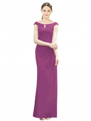 Vendeurs de Baie sauvage Sirène Col Bateau Col Haut Mousseline Longue Robes demoiselle d'honneur