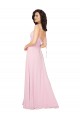 Vendeurs de Barely Rose Trapèze Col V Mousseline Longue Robes demoiselle d'honneur