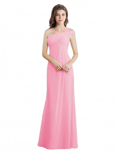 Vendeurs de Barely Rose Trapèze Mousseline Longue Robes demoiselle d'honneur