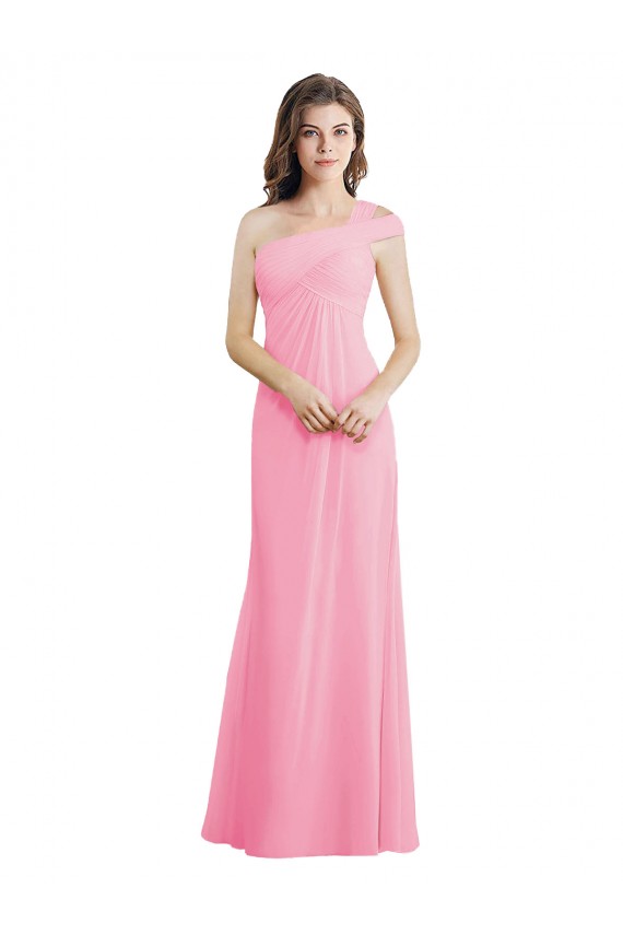 Vendeurs de Barely Rose Trapèze Mousseline Longue Robes demoiselle d'honneur