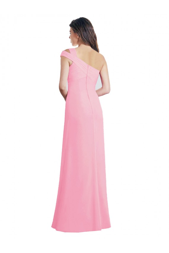 Vendeurs de Barely Rose Trapèze Mousseline Longue Robes demoiselle d'honneur