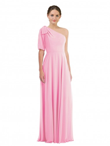 Vendeurs de Barely Rose Trompette Mousseline Longue Robes demoiselle d'honneur