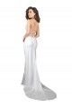 Vendeurs de Blanc Fourreau Balayage train Satiné Soyeux Simple Plage Robes de mariée