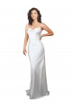 Vendeurs de Blanc Fourreau Balayage train Satiné Soyeux Simple Plage Robes de mariée