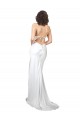 Vendeurs de Blanc Fourreau Balayage train Satiné Soyeux Simple Plage Robes de mariée