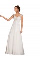 Vendeurs de Blanc Fourreau Col V Mousseline Dentelle Robes de mariée