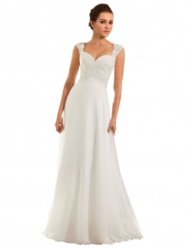 Vendeurs de Blanc Fourreau Mousseline Dentelle Robes de mariée
