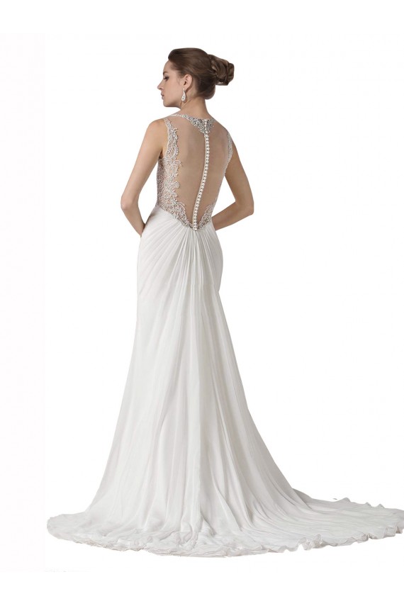 Vendeurs de Blanc Fourreau Mousseline Plage Robes de mariée