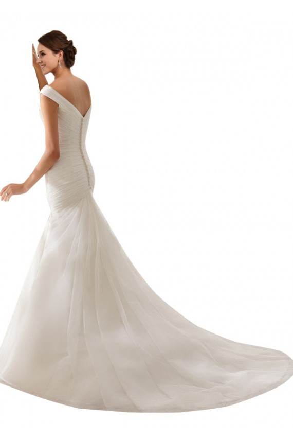 Vendeurs de Blanc Fourreau Épaule Dénudée Tulle Robes de mariée