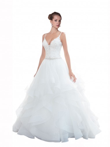 Vendeurs de Blanc Princesse Bretelles spaghetti Tulle Plage Robes de mariée