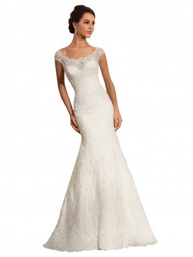 Vendeurs de Blanc Sirène Bateau Dentelle Robes de mariée