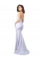 Vendeurs de Blanc Sirène Bretelles spaghetti Col Haut Crêpe Stretch Simple Plage Robes de mariée
