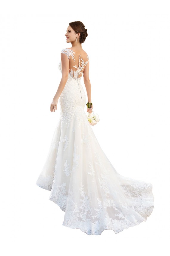 Vendeurs de Blanc Sirène Illusion Dentelle Robes de mariée