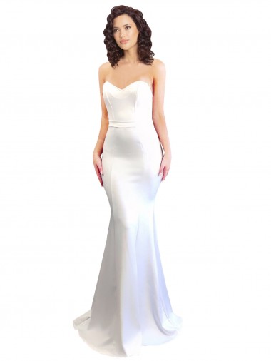 Vendeurs de Blanc Sirène Sans bretelle Col Haut Crêpe Stretch Longue Formelles Robes demoiselle d'honneur / Robes de soirée / Robes de bal