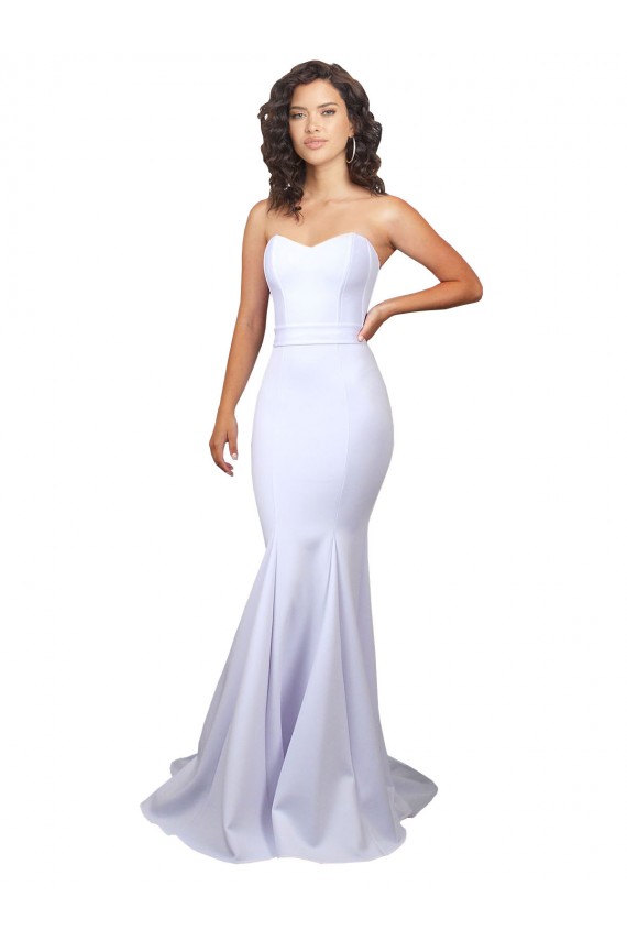 Vendeurs de Blanc Sirène Sans bretelle Col Haut Crêpe Stretch Simple Plage Robes de mariée