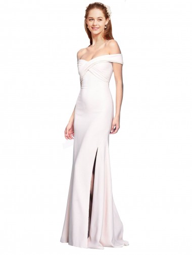Vendeurs de Blanc Sirène Épaule Dénudée Crêpe Stretch Longue Formelles Robes demoiselle d'honneur / Robes de soirée / Robes de bal