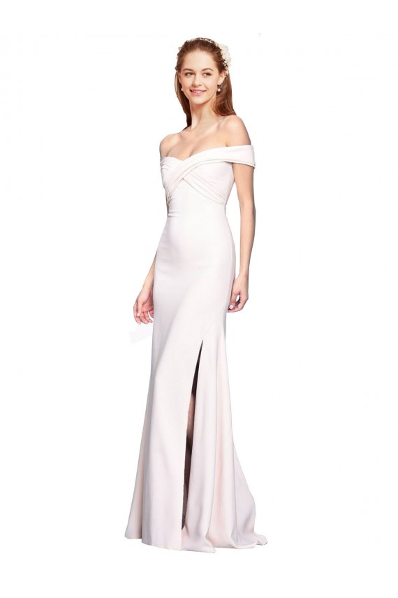 Vendeurs de Blanc Sirène Épaule Dénudée Crêpe Stretch Longue Formelles Robes demoiselle d'honneur / Robes de soirée / Robes de bal