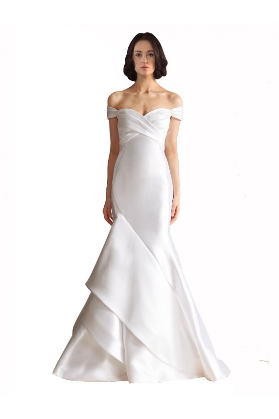 Vendeurs de Blanc Sirène Épaule Dénudée Satiné Plage Robes de mariée