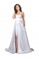 Vendeurs de Blanc Trapèze Bretelles spaghetti Satiné Stretch Simple Plage Robes de mariée