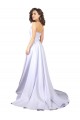 Vendeurs de Blanc Trapèze Crêpe Stretch Simple Plage Robes de mariée