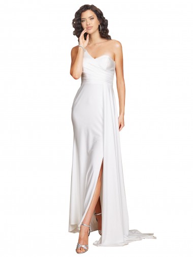 Vendeurs de Blanc Trapèze Satiné Soyeux Robes de mariée