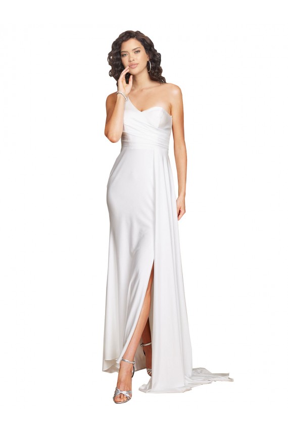 Vendeurs de Blanc Trapèze Satiné Soyeux Robes de mariée