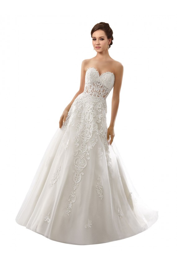 Vendeurs de Blanc Trapèze Tulle Dentelle Robes de mariée