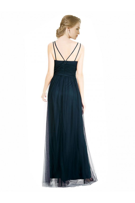 Vendeurs de Bleu 7 Trapèze Col V Tulle Longue Robes demoiselle d'honneur