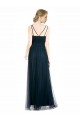 Vendeurs de Bleu 7 Trapèze Col V Tulle Longue Robes demoiselle d'honneur