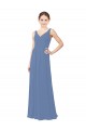 Vendeurs de Bleu Windsor Fourreau Col V Mousseline Longue Robes demoiselle d'honneur