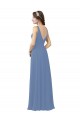 Vendeurs de Bleu Windsor Fourreau Col V Mousseline Longue Robes demoiselle d'honneur