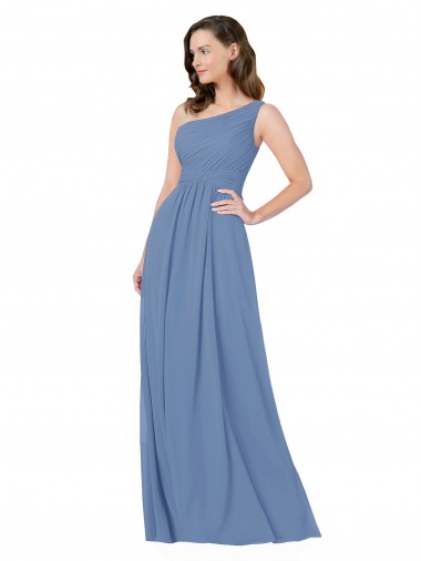 Vendeurs de Bleu Windsor Fourreau Mousseline Longue Robes demoiselle d'honneur