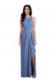 Vendeurs de Bleu Windsor Trapèze Col bijou Mousseline Longue Robes demoiselle d'honneur