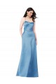 Vendeurs de Bleu ciel Fourreau Bretelles spaghetti Col Carré Satiné Longue Formelles Robes demoiselle d'honneur / Robes de soirée / Robes de bal