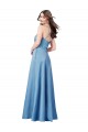 Vendeurs de Bleu ciel Fourreau Bretelles spaghetti Col Carré Satiné Longue Formelles Robes demoiselle d'honneur / Robes de soirée / Robes de bal