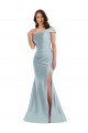 Vendeurs de Bleu ciel clair Sirène Satiné Soyeux Longue Formelles Robes demoiselle d'honneur / Robes de soirée / Robes de bal