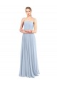 Vendeurs de Bleu ciel clair Trapèze Bretelles spaghetti Col Carré Mousseline Longue Robes demoiselle d'honneur