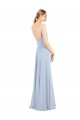 Vendeurs de Bleu ciel clair Trapèze Bretelles spaghetti Col Carré Mousseline Longue Robes demoiselle d'honneur