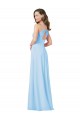 Vendeurs de Bleu ciel clair Trapèze Bretelles spaghetti Col V Mousseline Longue Robes demoiselle d'honneur
