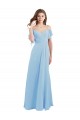 Vendeurs de Bleu ciel clair Trapèze Bretelles spaghetti Mousseline Longue Robes demoiselle d'honneur