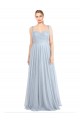 Vendeurs de Bleu ciel clair Trapèze Bretelles spaghetti Tulle Longue Robes demoiselle d'honneur