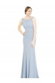 Vendeurs de Bleu ciel clair Trapèze Col Bateau Col Haut Mousseline Longue Robes demoiselle d'honneur