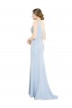 Vendeurs de Bleu ciel clair Trapèze Col Bateau Col Haut Mousseline Longue Robes demoiselle d'honneur
