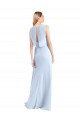 Vendeurs de Bleu ciel clair Trapèze Col V Mousseline Longue Robes demoiselle d'honneur