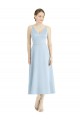 Vendeurs de Bleu ciel clair Trapèze Col V Satiné Longue Robes demoiselle d'honneur
