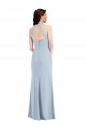 Vendeurs de Bleu ciel clair Trapèze Licou Col V Crêpe Stretch Longue Formelles Robes demoiselle d'honneur / Robes de soirée / Robes de bal