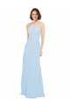 Vendeurs de Bleu ciel clair Trapèze Licou Mousseline Longue Robes demoiselle d'honneur